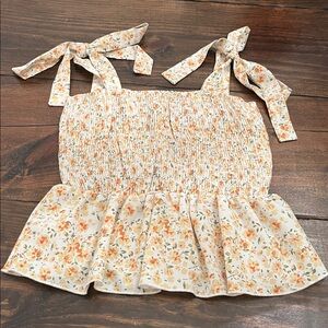 Women's Yellow Floral Ribbed Tank XS